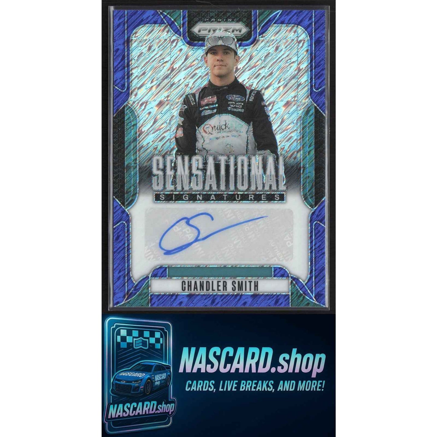 2025 Panini Prizm Chandler Smith Sensational Signatures FOTL Blue Shimmer #/4