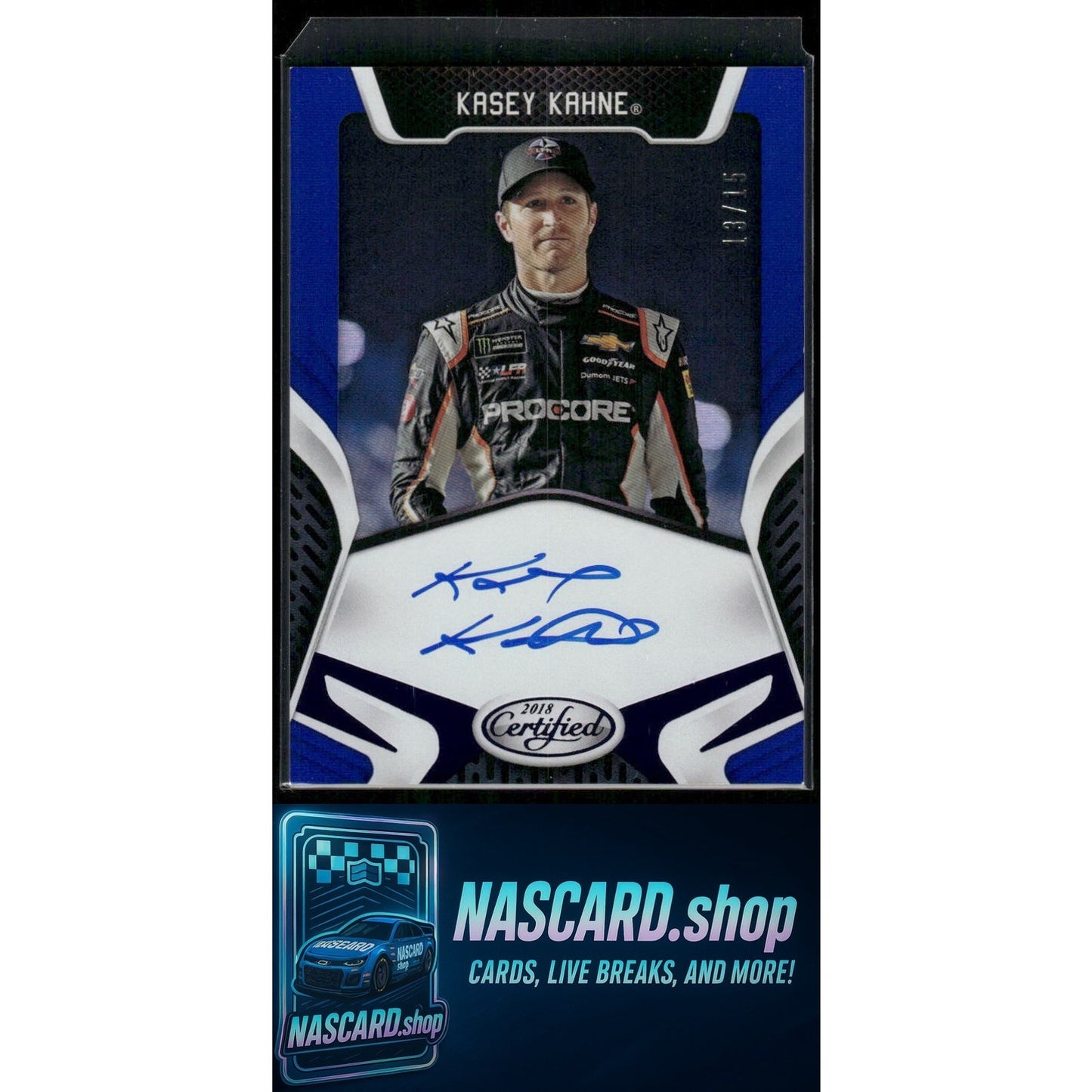 2018 Panini Certified #CS-KK Kasey Kahne Certified Signatures Blue #/15