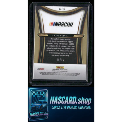 2025 Panini Select #19 Kyle Busch Sensations Tie-Dye Prizms #/25