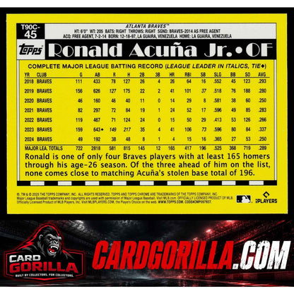 2025 Topps #T90C-45 Ronald Acuna Jr. 1990 Topps Baseball 35th Anniversary Chrome