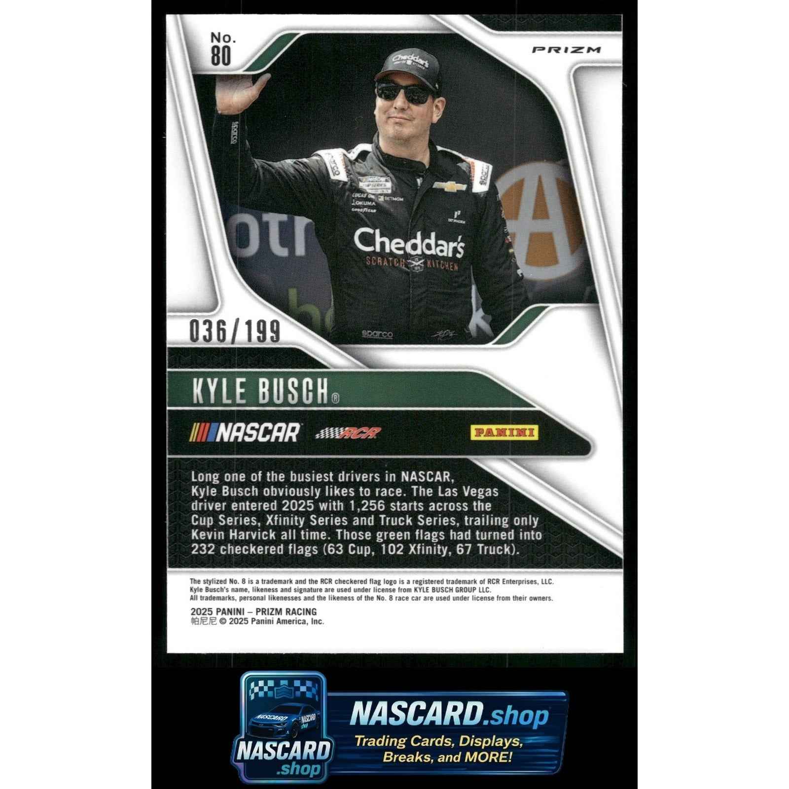 2025 Panini Prizm #80 Kyle Busch Blue #/199