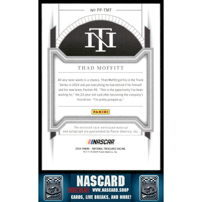 2024 Panini National Treasures #PP-TMT Thad Moffitt Premium Patches Holo Silver - NASCARD.shop