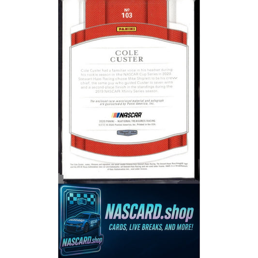 2020 National Treasures Cole Custer Rookie Patch Autographs Green #/5