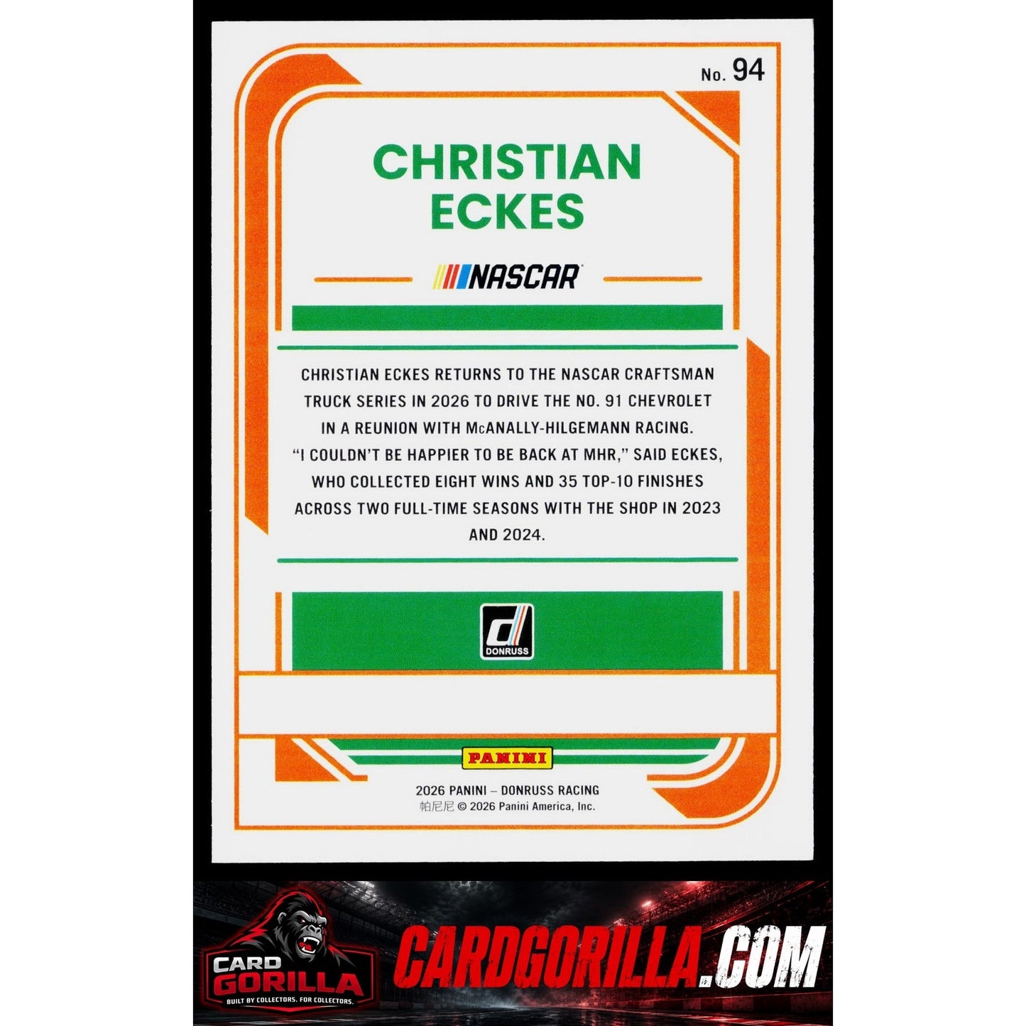 2026 Donruss #94 Christian Eckes Purple #/99