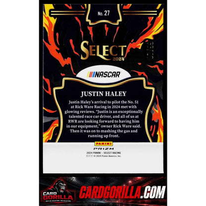 2024 Panini Select #27 Justin Haley En Fuego Red Prizms #/99