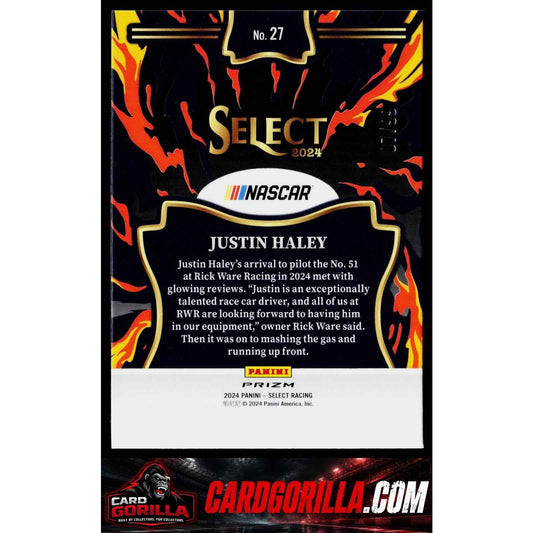 2024 Panini Select #27 Justin Haley En Fuego Red Prizms #/99