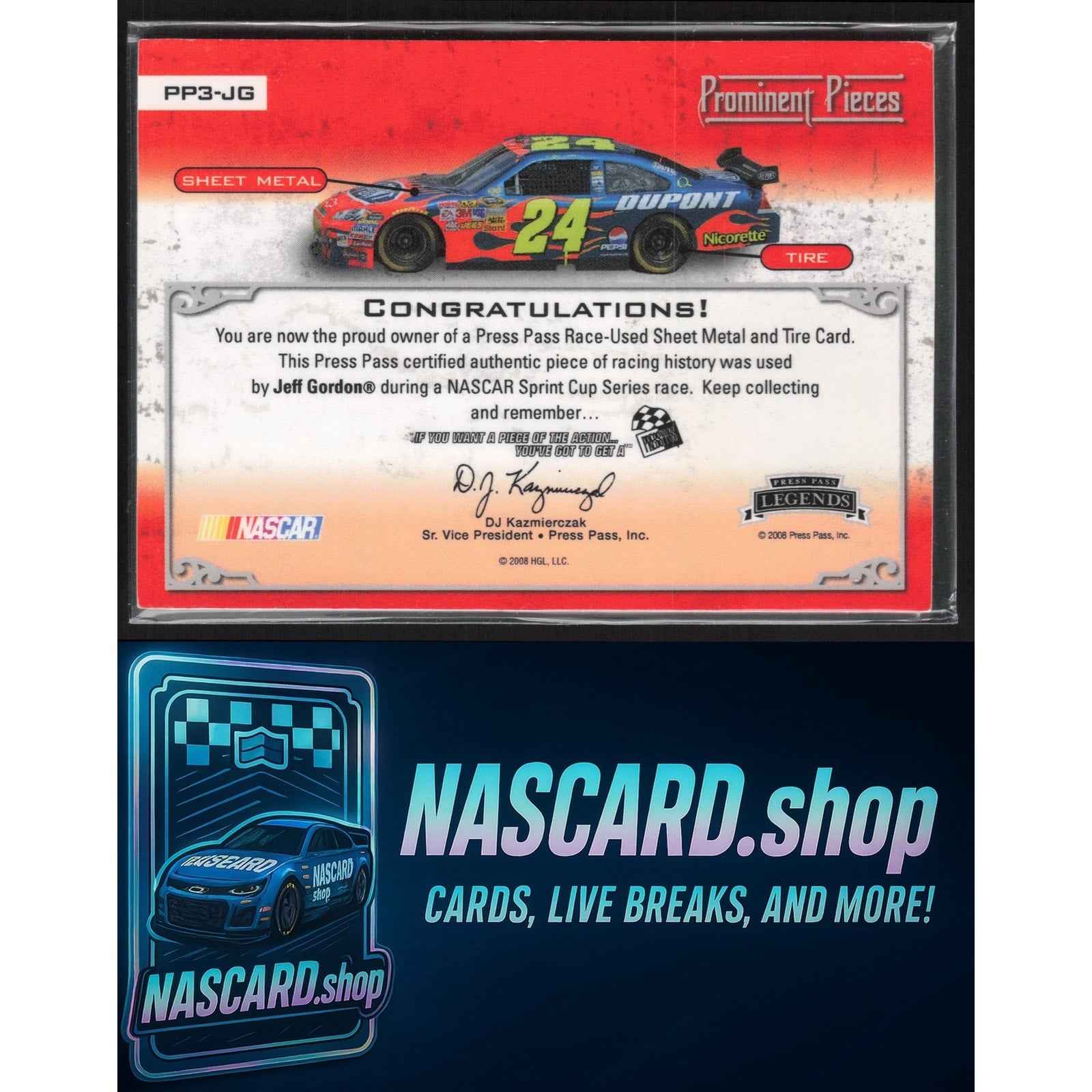 2008 Press Pass Legends Jeff Gordon Prominent Pieces Metal-Tire Bronze #/99
