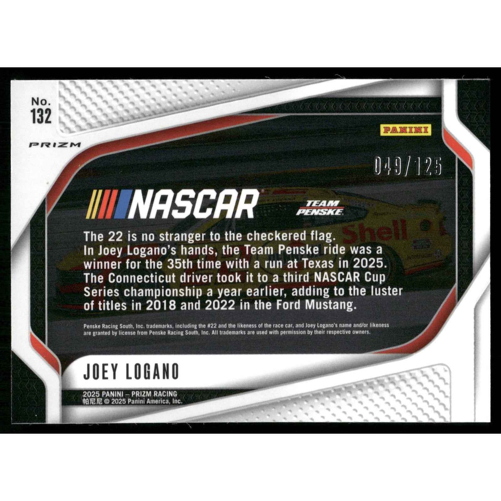 2025 Panini Prizm #132 Joey Logano Orange Wave #/125