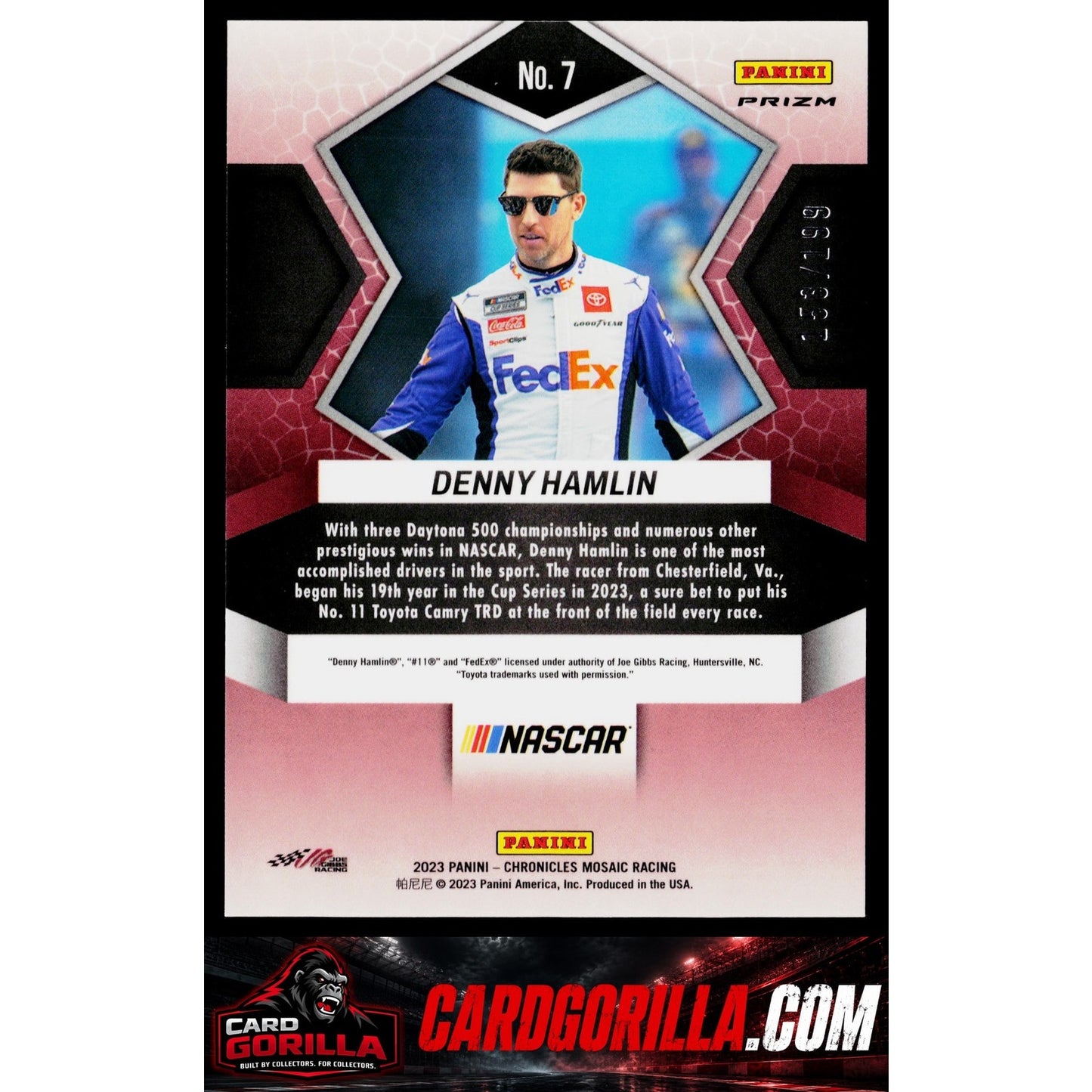 2023 Panini Chronicles #7 Denny Hamlin Mosaic Blue #/199
