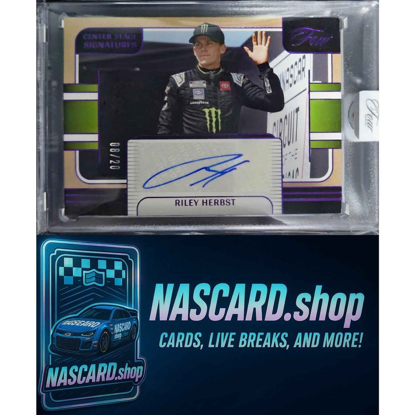 2025 Panini Turn Four #CSS-JGS Riley Herbst Center Stage Signatures Purple #/20