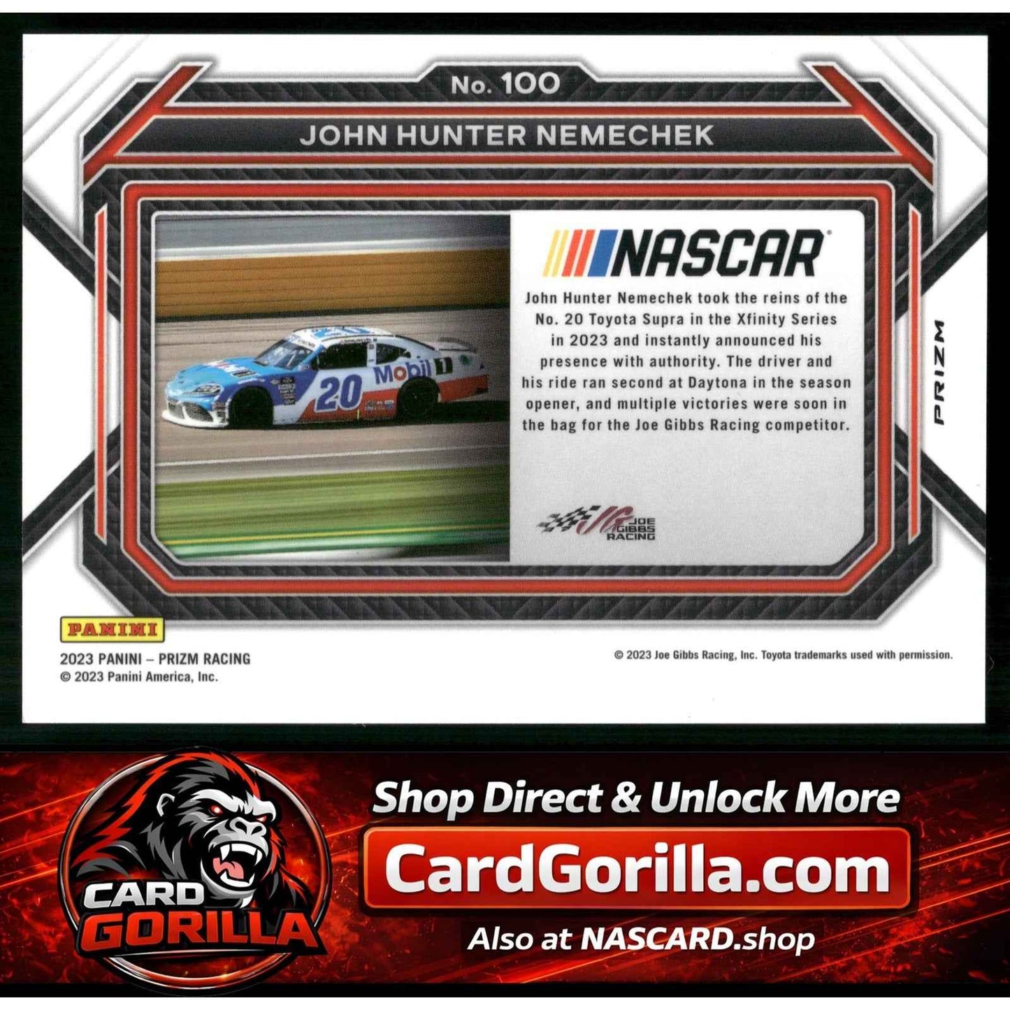 2023 Panini Prizm #100 John Hunter Nemechek White Sparkle Prizm