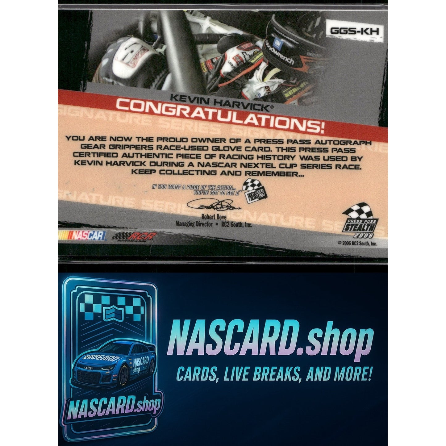 2006 Press Pass Stealth Vault Kevin Harvick Gear Grippers Autographs - NASCARD.shop