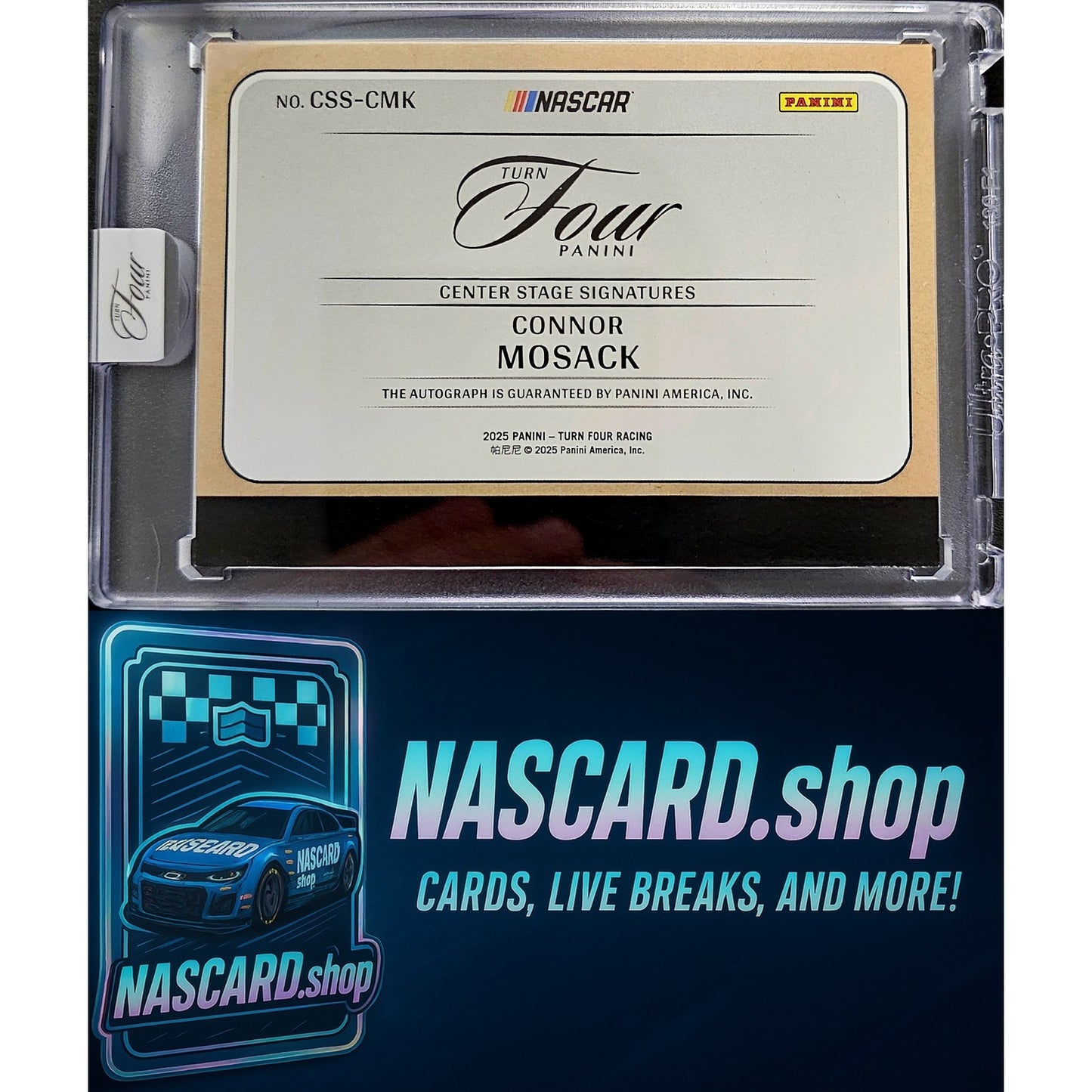 2025 Panini Turn Four Connor Mosack Center Stage Signatures Holo Silver #/75