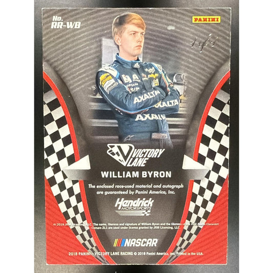 2018 Panini Victory Lane William Byron Remarkable Remnants Laundry Tags 1/1