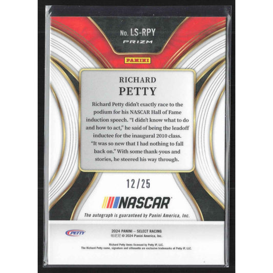 2024 Panini Select Richard Petty Legendary Signatures Tie-Dye Prizms #/25