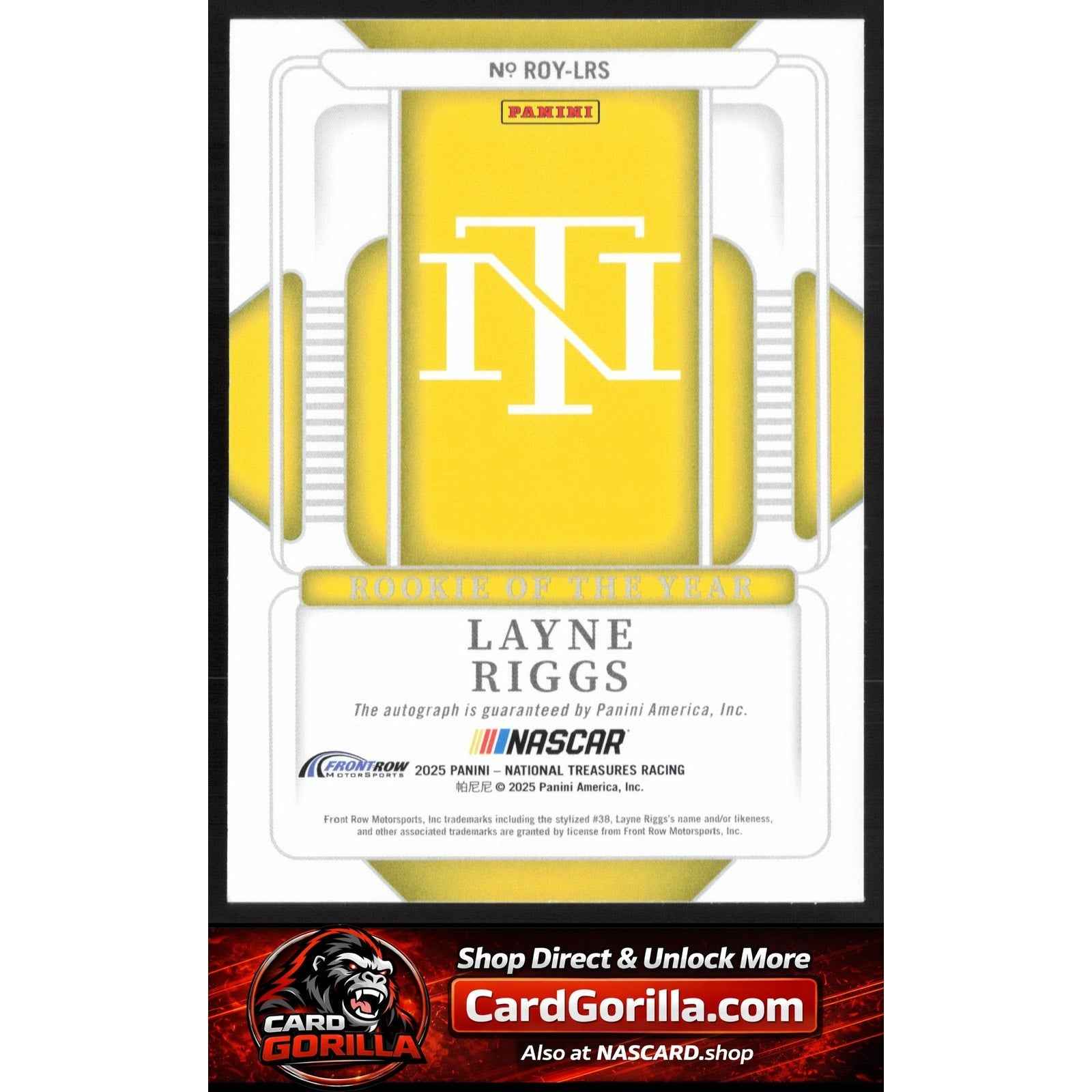 2025 National Treasures Layne Riggs Rookie Of The Year Auto Holo Silver #/25