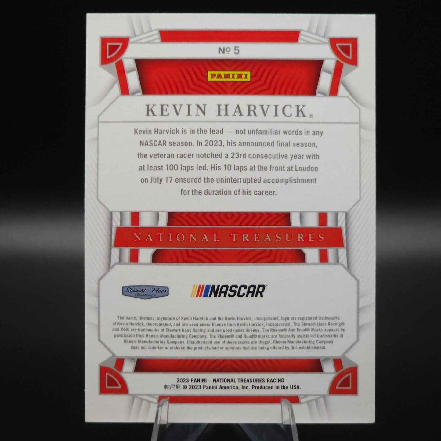 2023 Panini National Treasures Base #5 Kevin Harvick /25 - NASCARD.shop