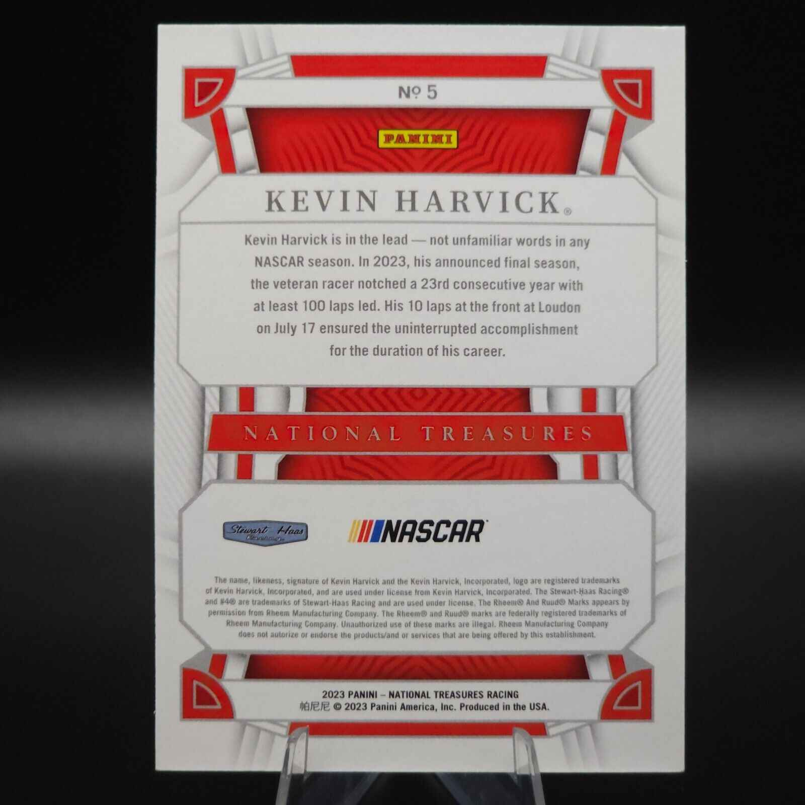 2023 Panini National Treasures Base #5 Kevin Harvick /25 - NASCARD.shop