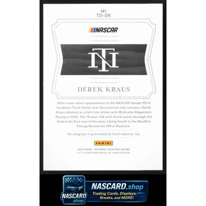 2020 Panini National Treasures #TD-DK Derek Kraus Treasured Debuts #/25