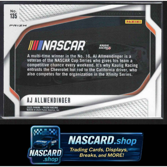 2025 Panini Prizm #135 AJ Allmendinger White Sparkle