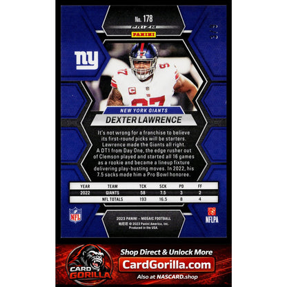 2023 Panini Mosaic #178 Dexter Lawrence Red Wave Mosaic #/9