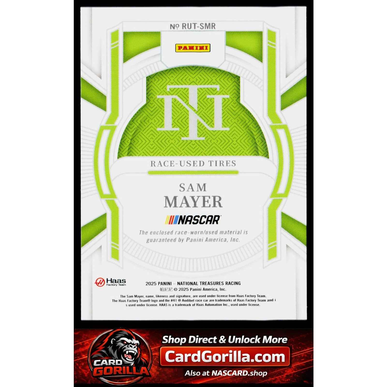 2025 Panini National Treasures #RUT-SMR Sam Mayer Race Used Tires Blue #/75