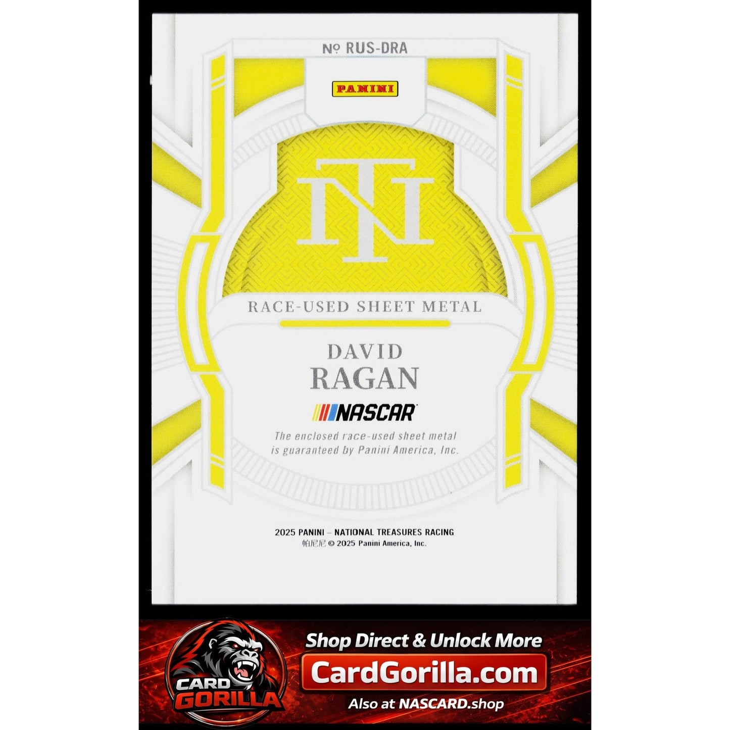 2025 Panini National Treasures David Ragan Race Used Sheet Metal Blue #/75