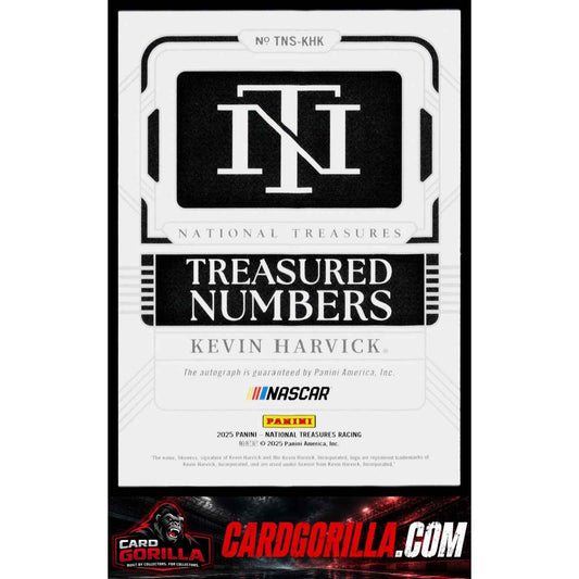2025 Panini National Treasures Kevin Harvick Treasured Numbers Signatures #/99