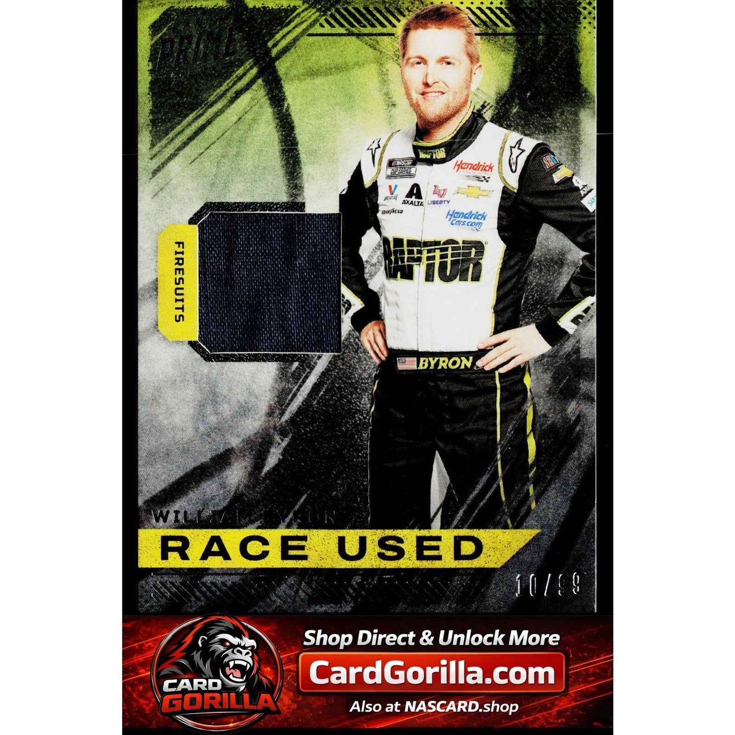 2023 Panini Prime #RU-WBY William Byron Race Used Firesuits #/99