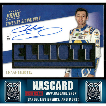 2019 Panini Prime #TS-CE Chase Elliott Timeline Signatures Name #/9 - NASCARD.shop