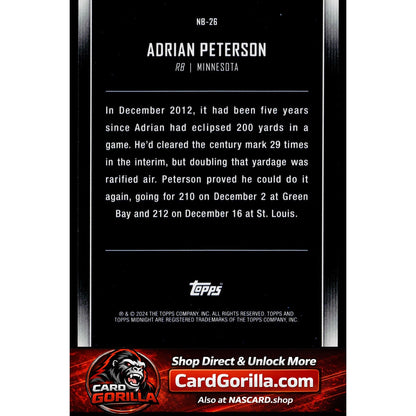 2024 Topps Midnight #NB-26 Adrian Peterson Nightball Moon Beam