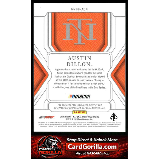 2025 Panini National Treasures #PP-ADN Austin Dillon Premium Patches Red #/11