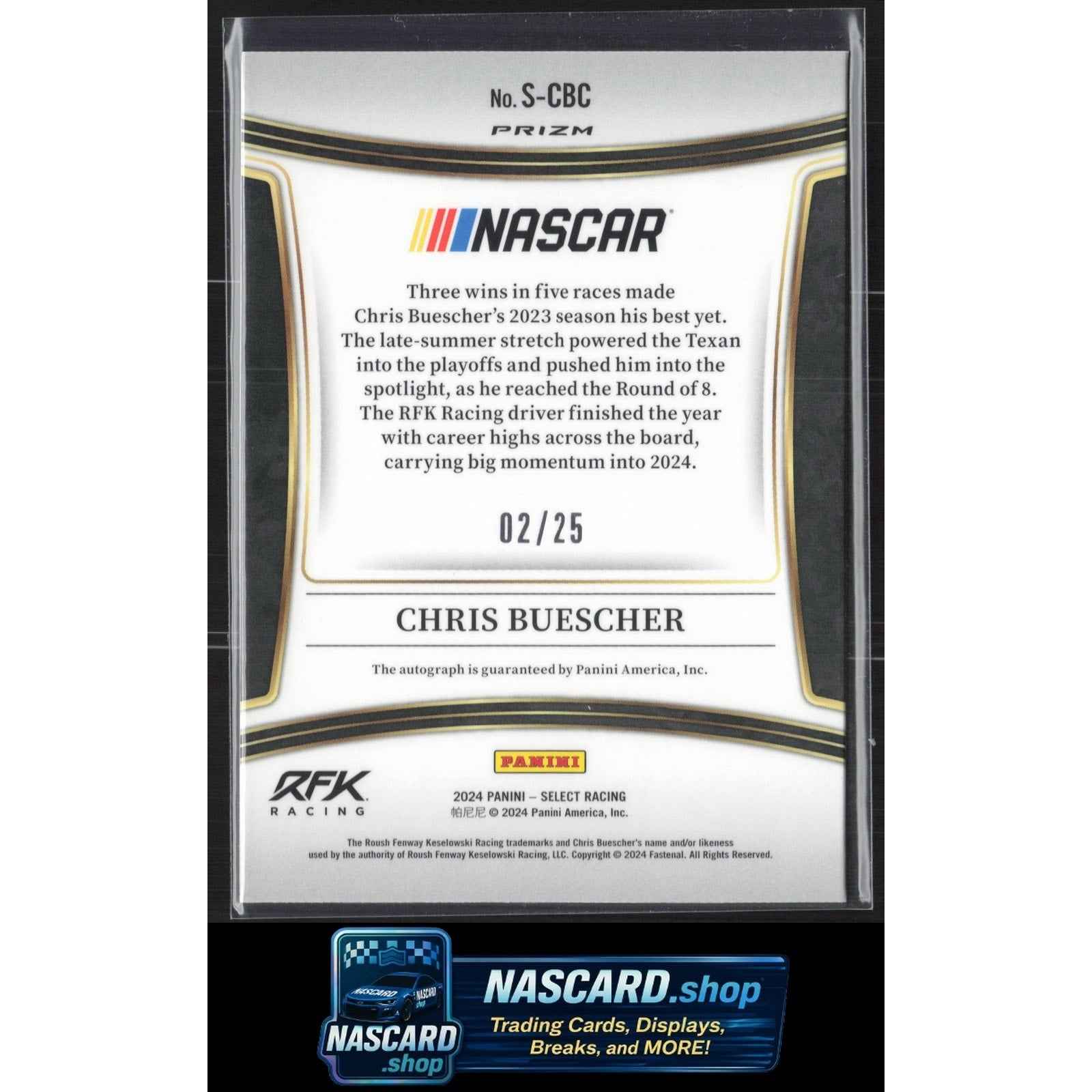 2024 Panini Select #S-CBC Chris Buescher Signatures Tie-Dye Prizms #/25