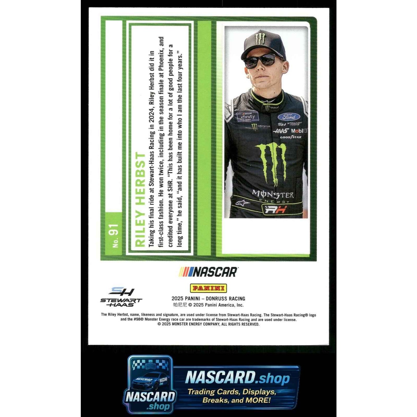 2025 Donruss #91 Riley Herbst Carolina Blue Laser #/99