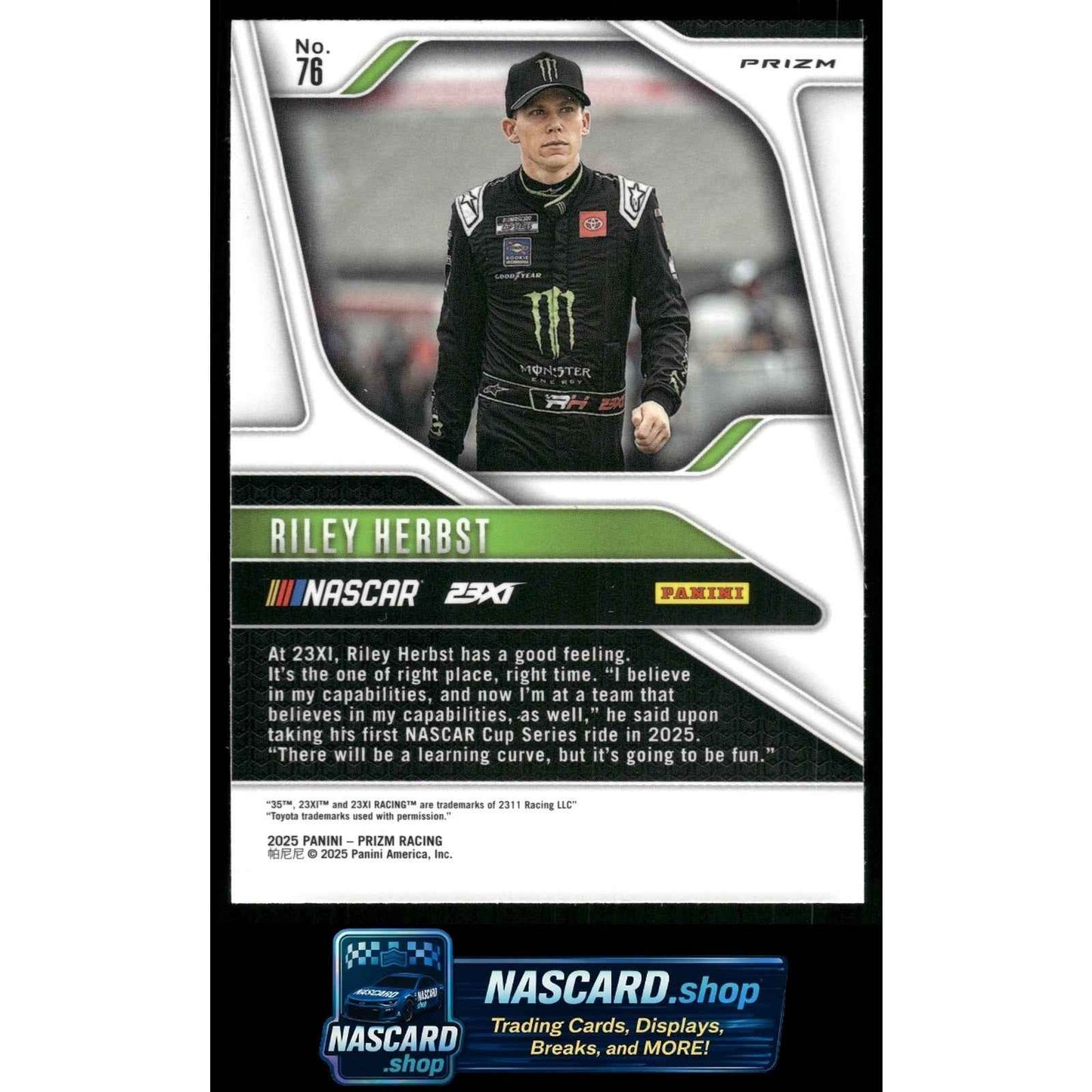 2025 Panini Prizm #76 Riley Herbst White Sparkle