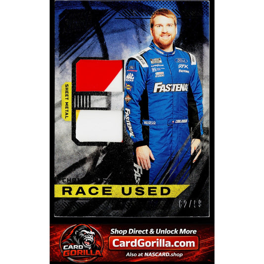 2023 Panini Prime #RUD-CBU Chris Buescher Race Used Duals Sheet Metal #/99
