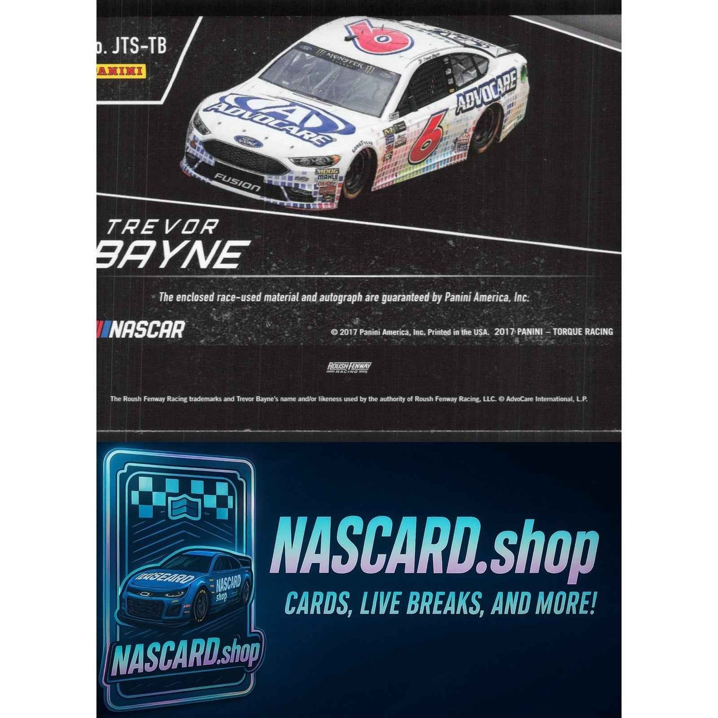 2017 Panini Torque #JTS-TB Trevor Bayne Jumbo Tire Signatures Blue #/49