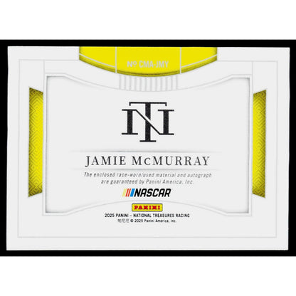 2025 Panini National Treasures Jamie McMurray Colossal Material Auto #/99