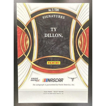 2026 Panini Select NASCAR Ty Dillon #S-TDN Signatures Auto