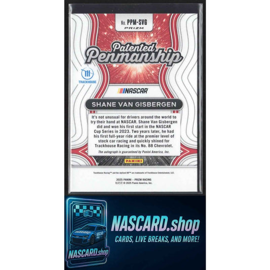 2025 Panini Prizm #PPM-SVG Shane Van Gisbergen Patented Penmanship Autographs