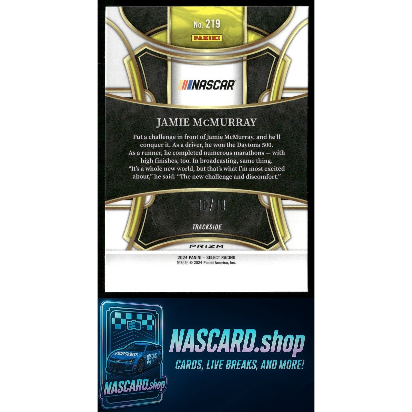 2024 Panini Select #219 Jamie McMurray Gold Prizms #10/10 - NASCARD.shop