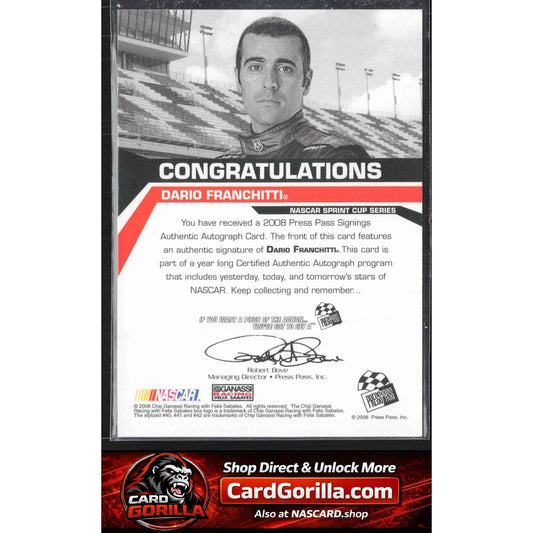 2008 Press Pass #NNO Dario Franchitti Signings Gold #/50