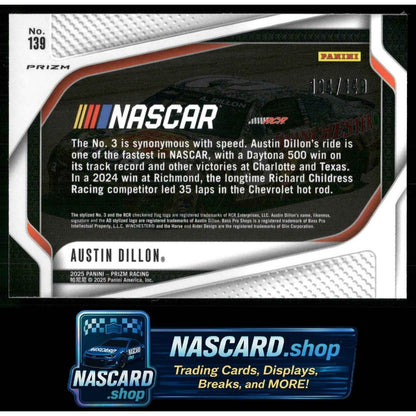 2025 Panini Prizm #139 Austin Dillon Green Scope #/149