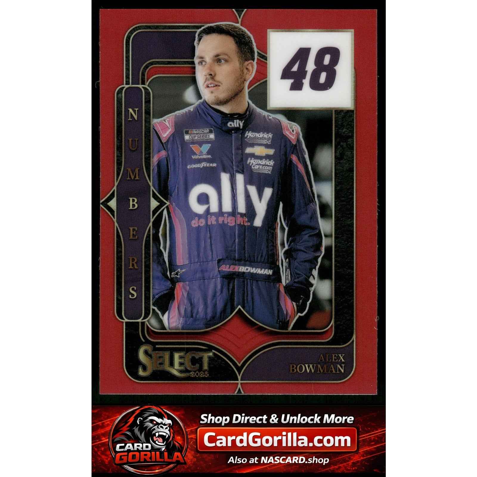 2025 Panini Select #28 Alex Bowman Select Numbers Red Prizms #/99