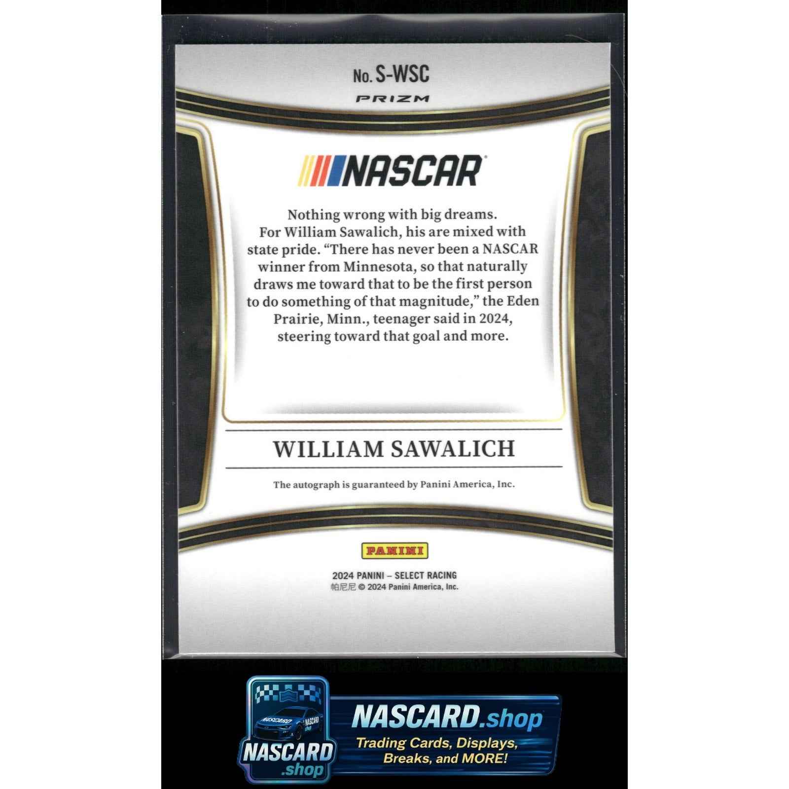 2024 Panini Select #S-WSC William Sawalich Signatures