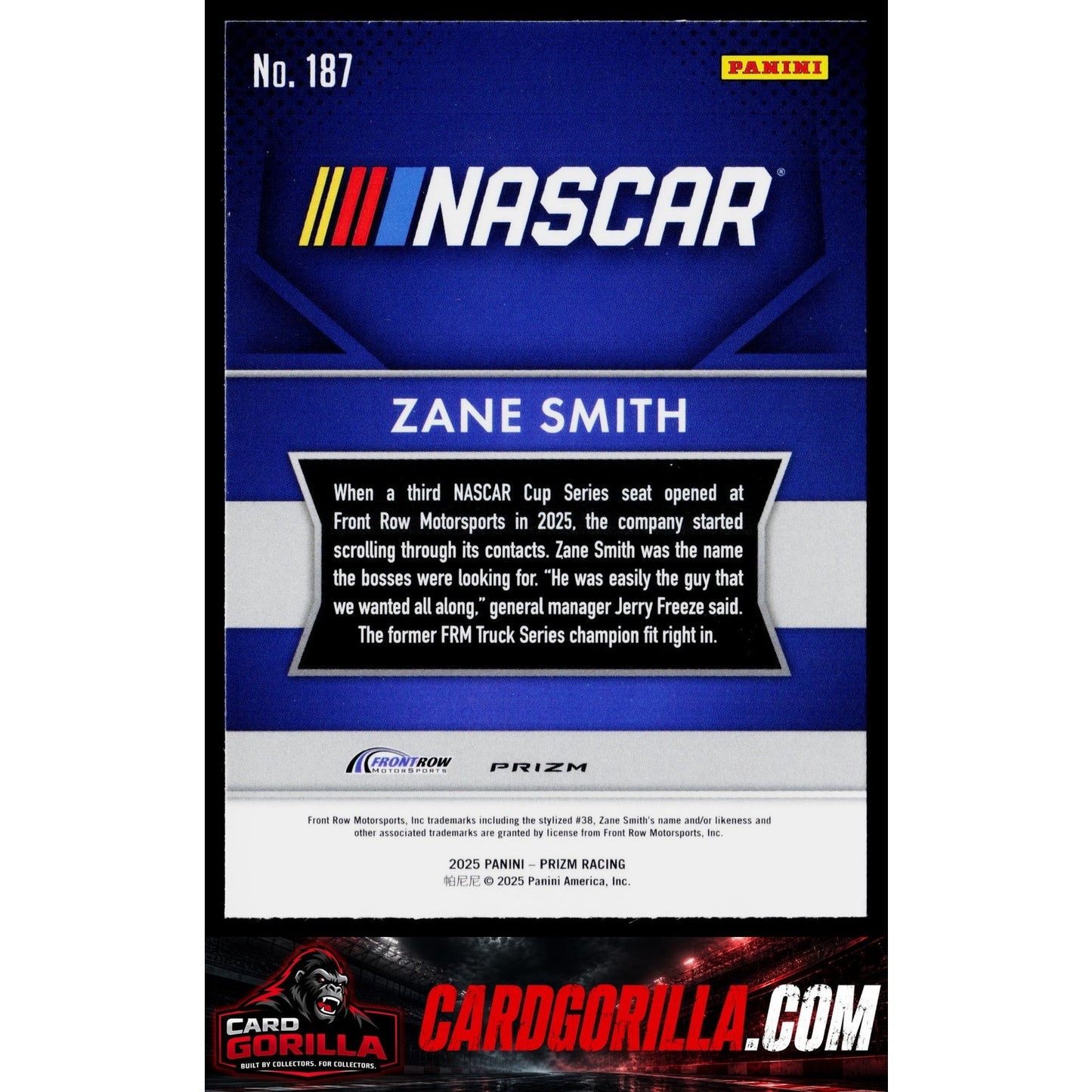 2025 Panini Prizm #187 Zane Smith White Sparkle
