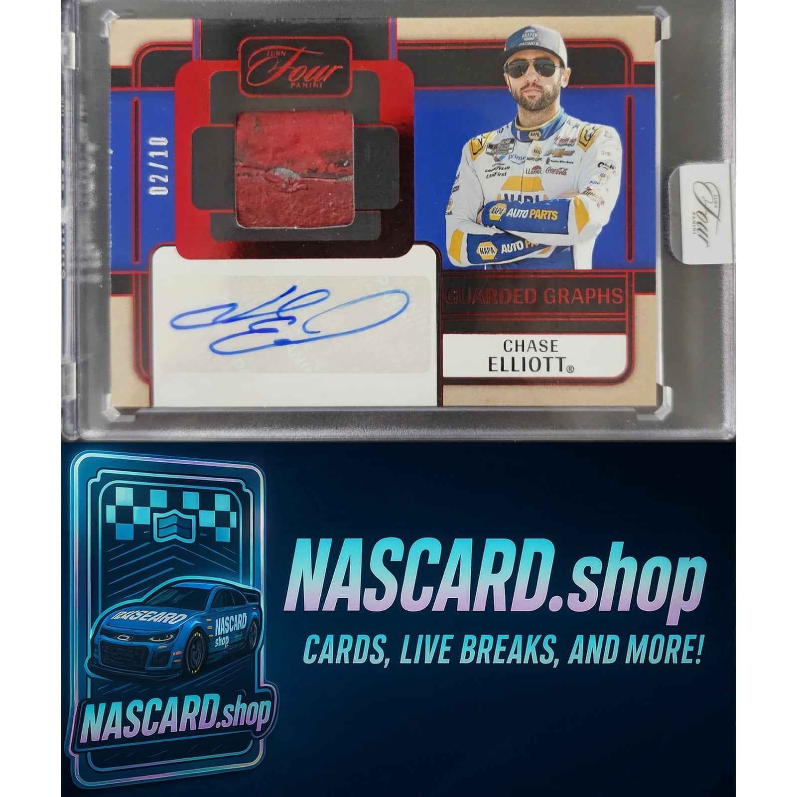 2025 Panini Turn Four #GG-CET Chase Elliott Guarded Graphs Red #/10