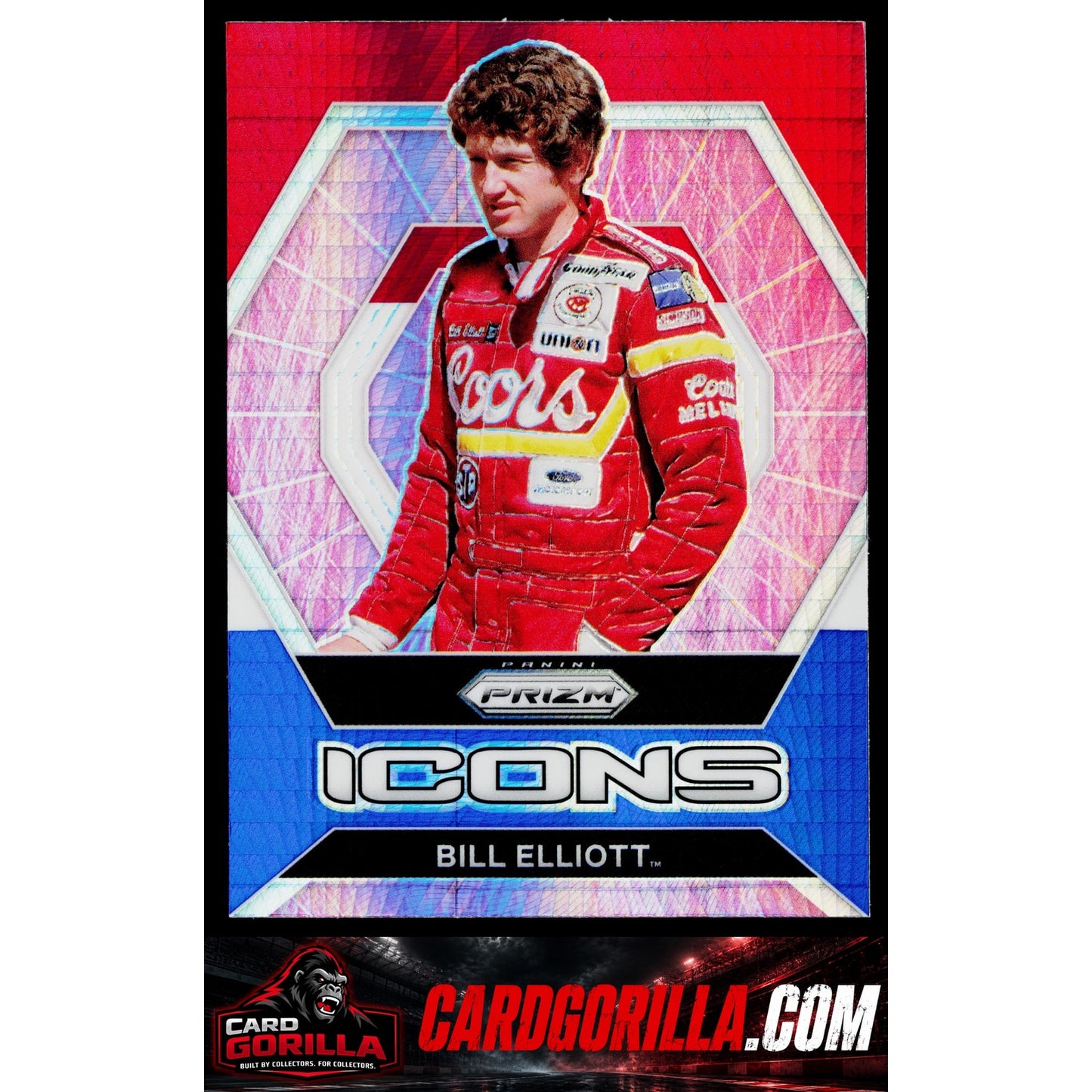 2022 Panini Prizm #87 Bill Elliott Hyper Prizm Red White and Blue