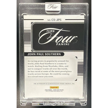 2026 Panini Turn Four Racing John Paul Southern Center Stage Signatures Blue /49