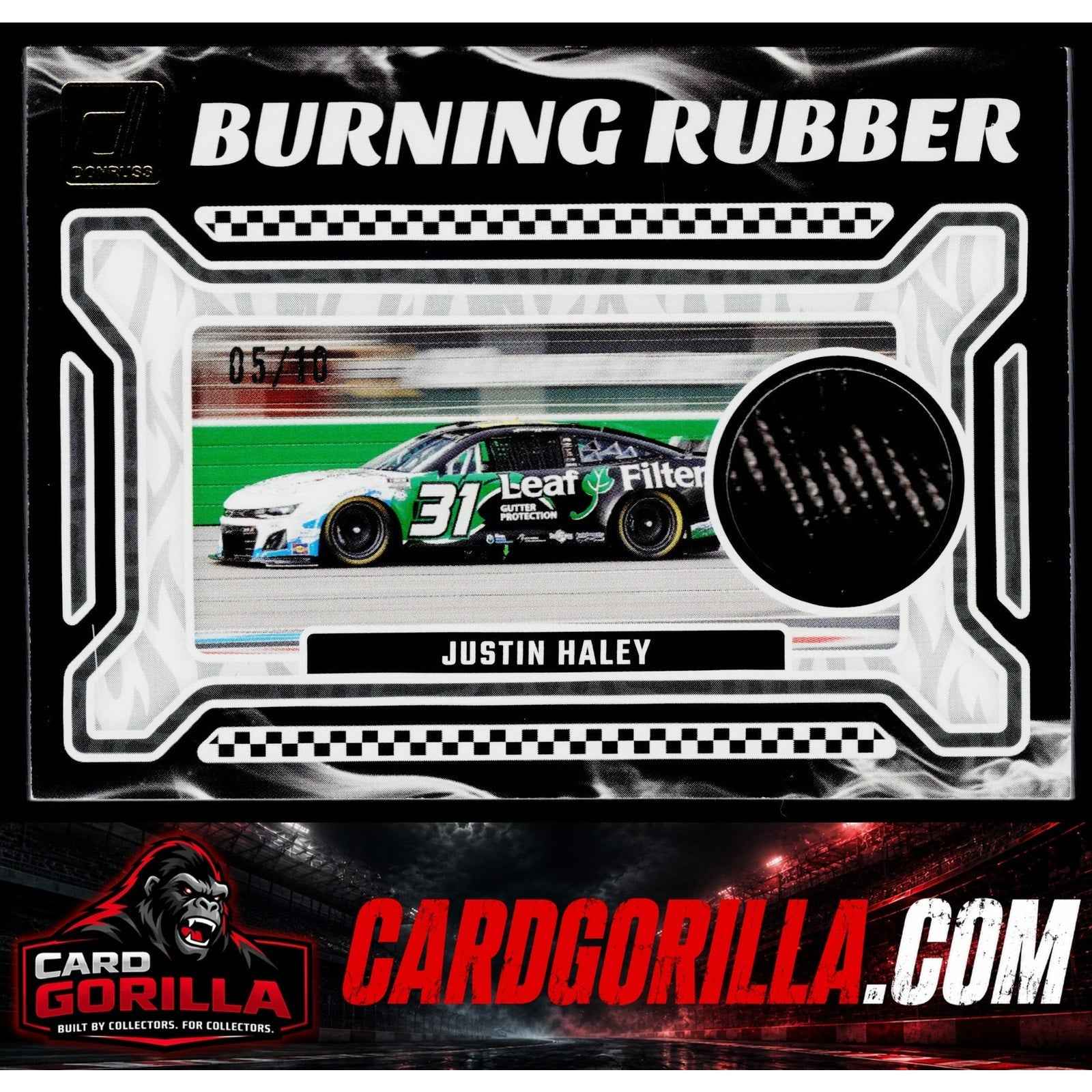 2024 Donruss #BRM-JH Justin Haley Burning Rubber Materials Gold #/10